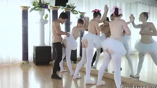Cute adult teen prepares oral pleasure for XXX ballerinas