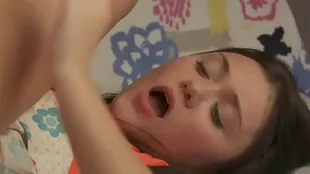 A cute adult teen gets cum from a brush into a demoralized hole added to a rubbed thin stick