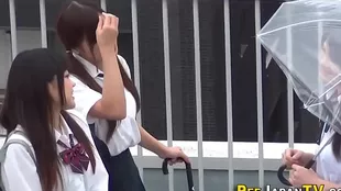 Oriental adult teen takes out a pissing