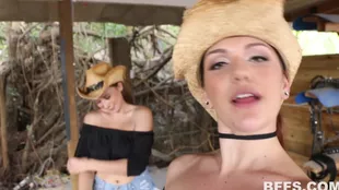 Daisy Duke leads steamy threesome at farmhouse with cowgirl style