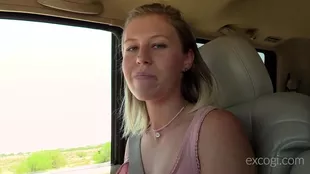 Intimate video of a petite blonde enjoying a sensual car ride caught on camera